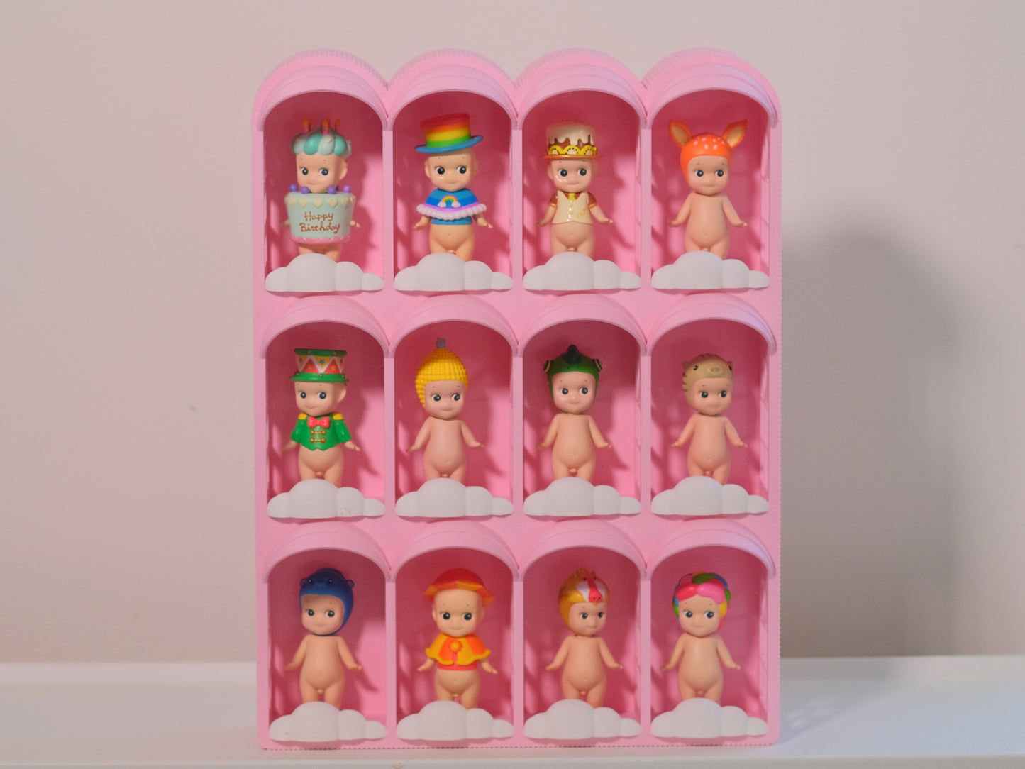 Large Sonny Angel Hotel Display Case - Pink with White Clouds