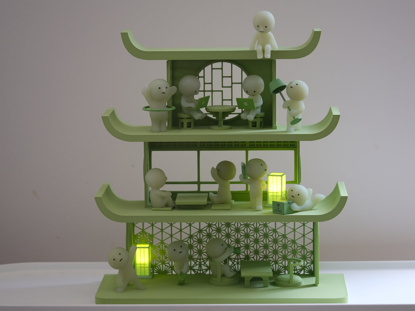 Japanese Smiski Temple Display Shelf - Matcha