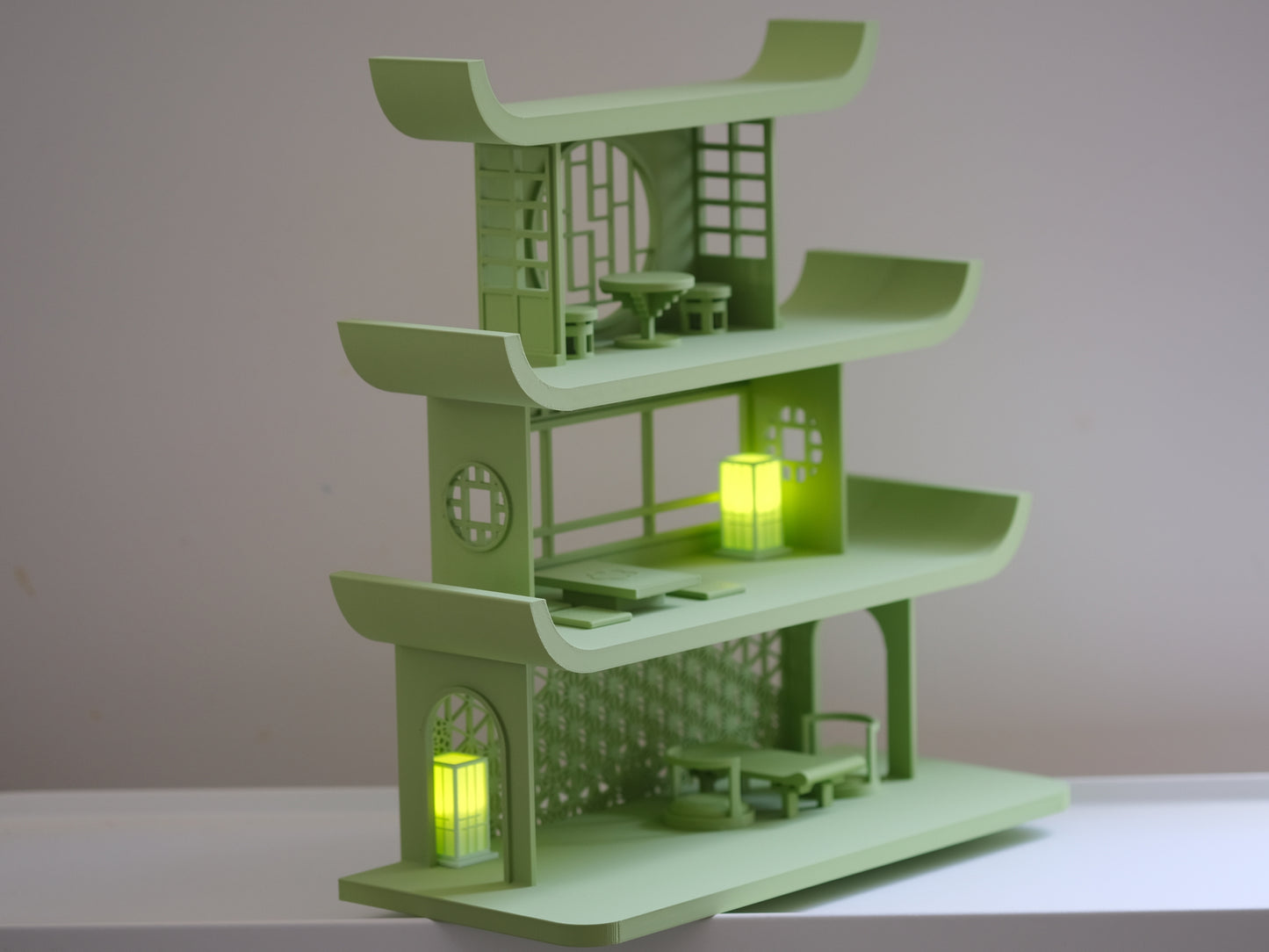 Japanese Smiski Temple Display Shelf - Matcha
