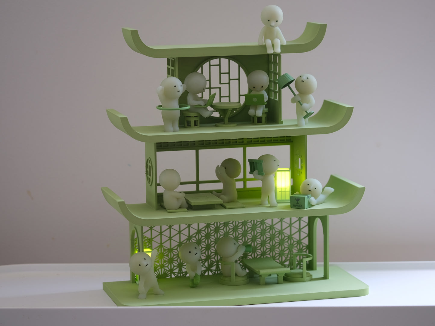 Japanese Smiski Temple Display Shelf - Matcha