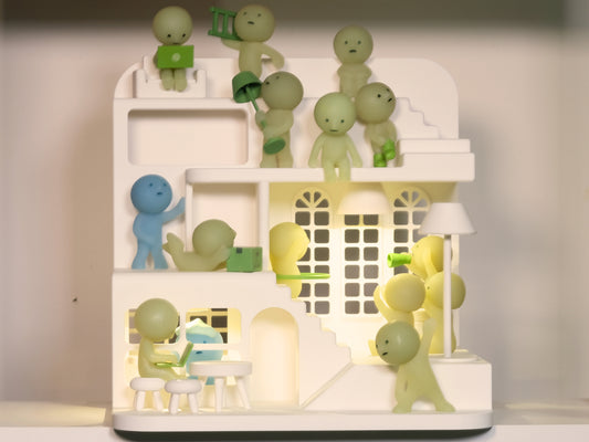 Huge Smiski Town Display with Furniture Fits 25+ Smiskis - White