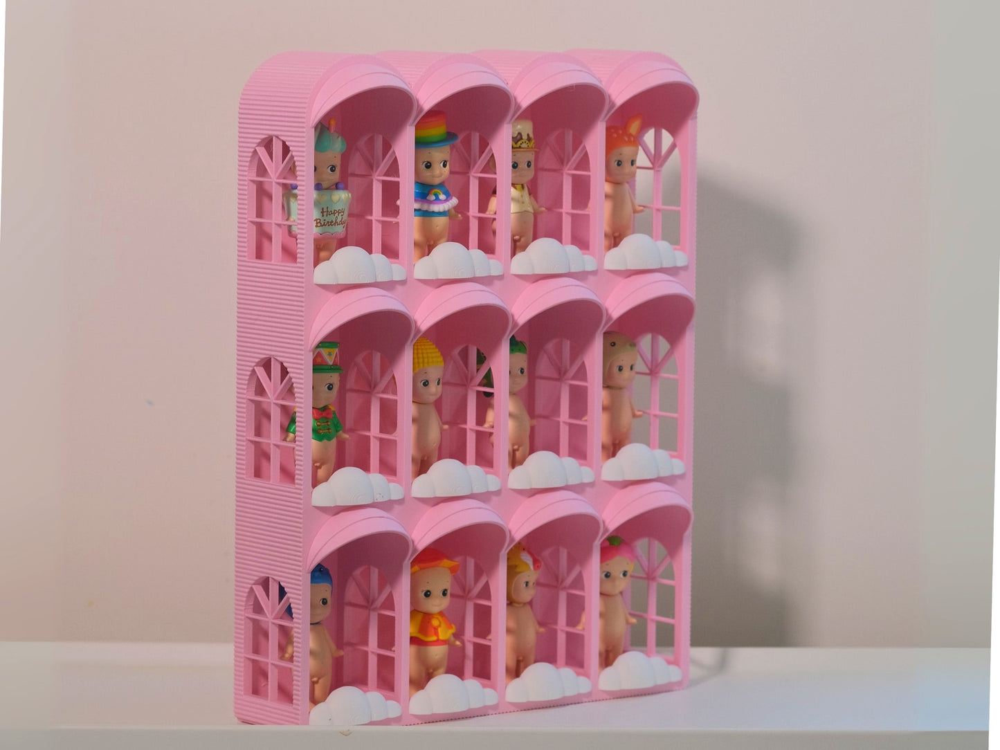 Large Sonny Angel Hotel Display Case - Pink with White Clouds