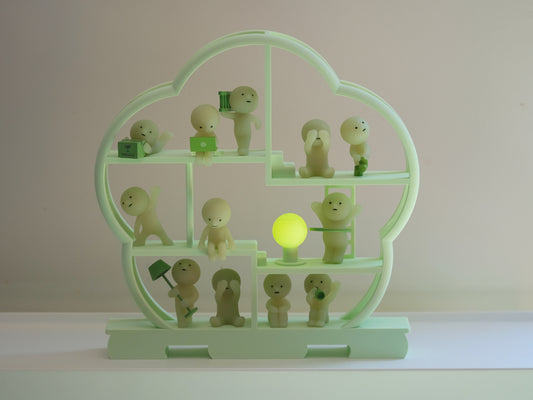 Asian Smiski Shelf Fits 13 Smiskis Display Case - Green