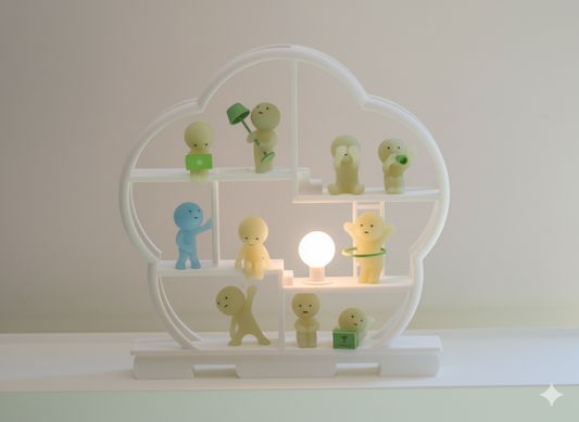 Asian Smiski Shelf Fits 13 Smiskis Display Case - White