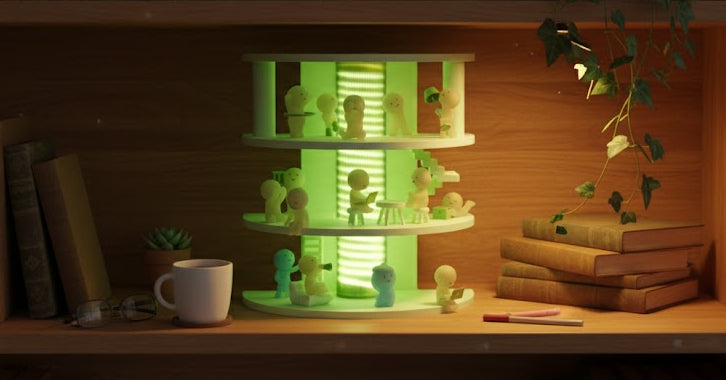 Huge Smiski Lamp Display Shelf Case - Hold 35+ Smiskis